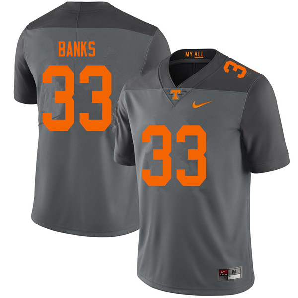 Men #33 Jeremy Banks Tennessee Volunteers College Football Jerseys Sale-Gray